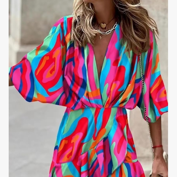 Colorful Abstract Print Mini Dress - Picture 10 of 16